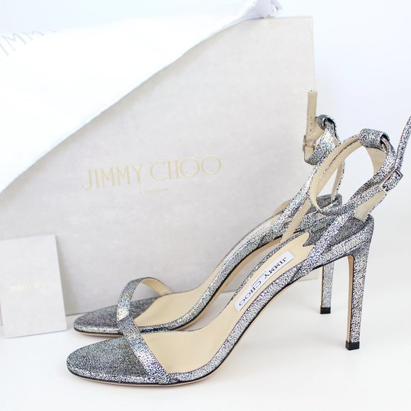 New JIMMY CHOO Minny 85 Glitter Heels– Strappy Sandals for Party, Wedding, Gala - Picture 2 of 15